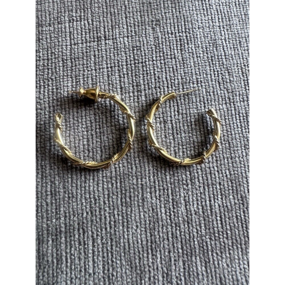 Monet vintage gold hoop earrings rare beautiful natural made style - Picture 3 of 8